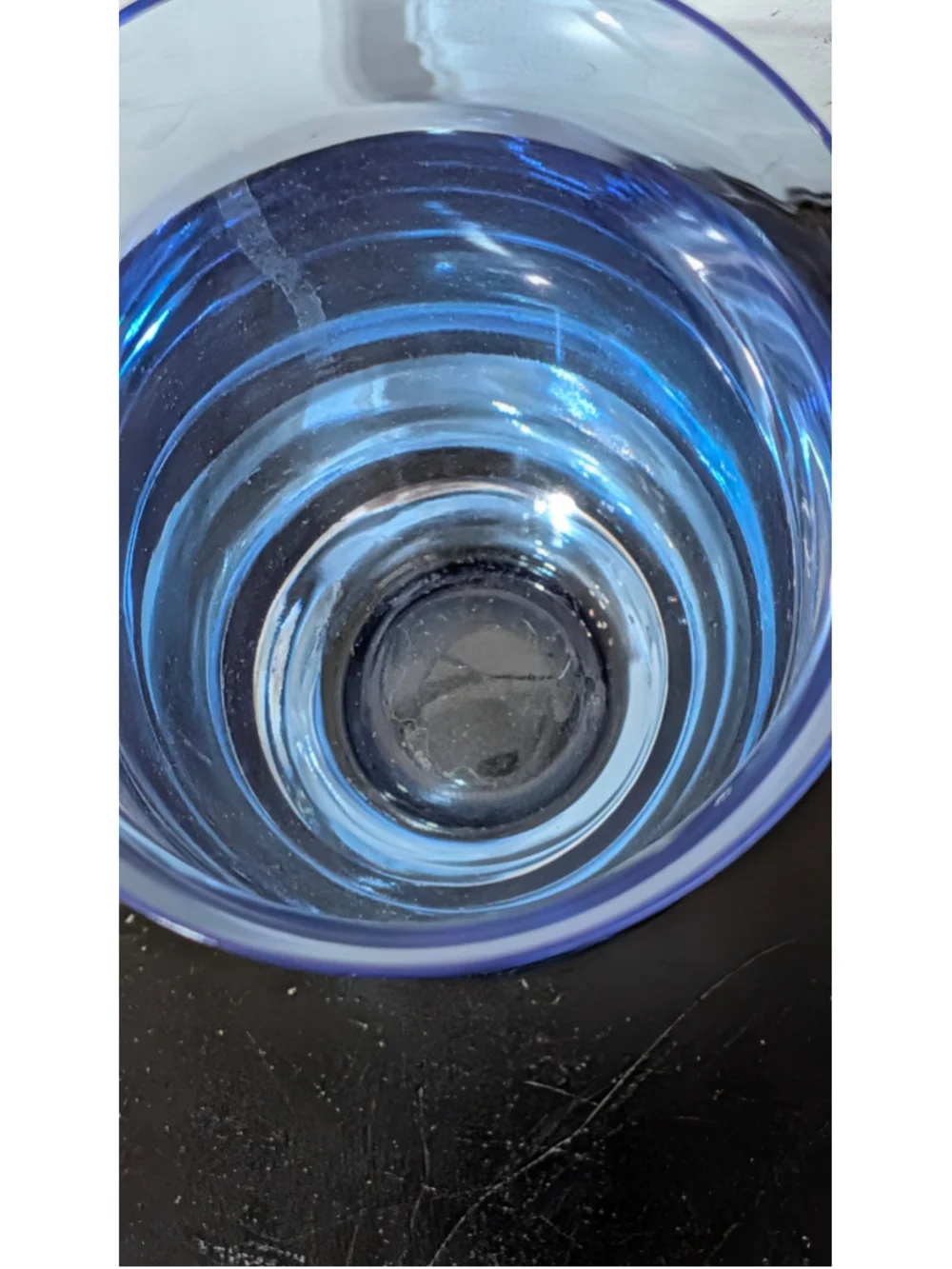 Scandinavian blue mouth blown art glass Vase